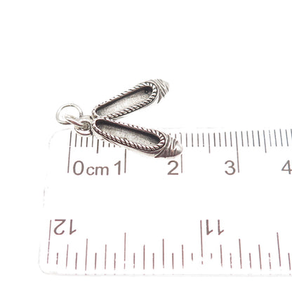 925 Sterling Silver Vintage Ballet Shoes Oxidized 3D Mini Charm Pendant