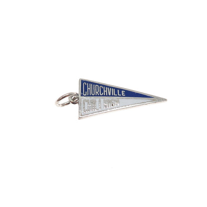 ART'S ELEGANCE Sterling Vintage Enamel Churchville Chili School Charm Pendant