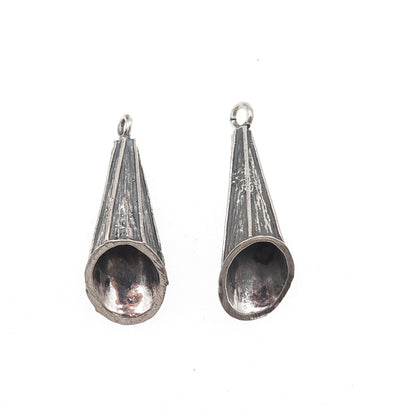 925 Sterling Silver Vintage Modernist Cone Oxidized Jacket Earrings