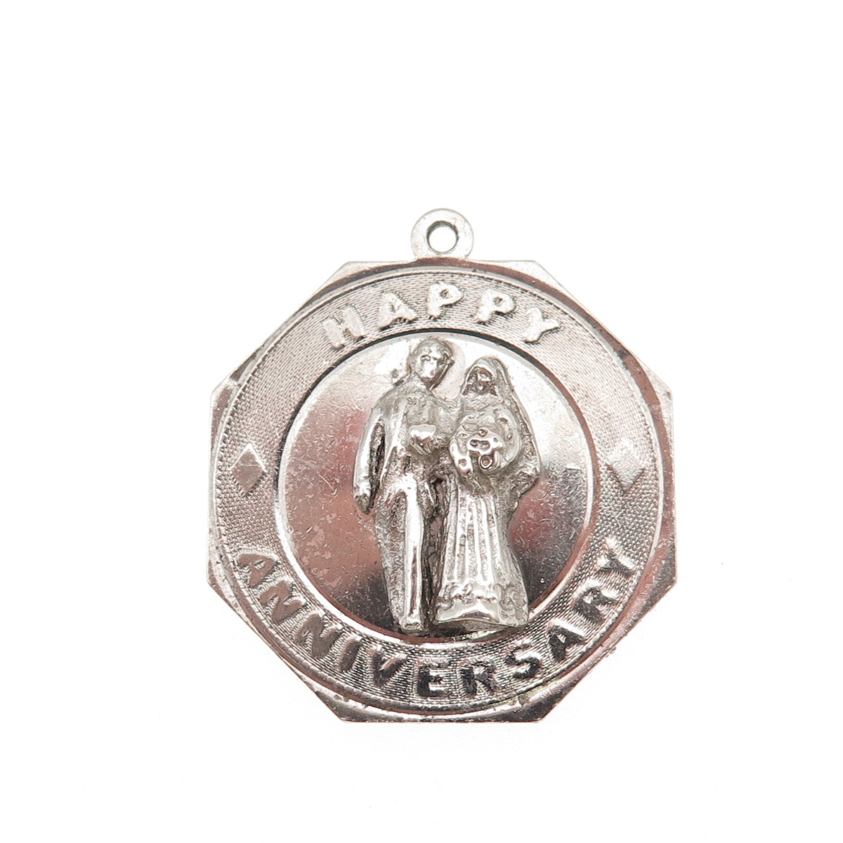 M&M Mark Mercy 925 Sterling Silver Vintage Happy Anniversary Charm Pendant