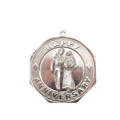 M&M Mark Mercy 925 Sterling Silver Vintage Happy Anniversary Charm Pendant