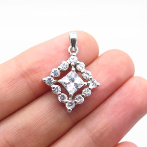 925 Sterling Silver C Z Rhombus Charm Pendant