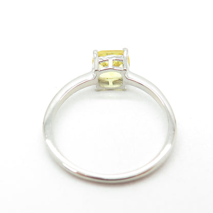 DAZZLERS 925 Sterling Silver Real Cushion-Cut Citrine Ring Size 8