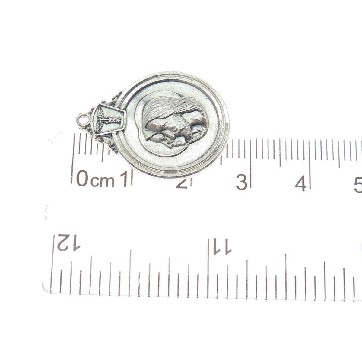 CREED 925 Sterling Silver Antique To Jesus Through Mary Religious Medal Pendant