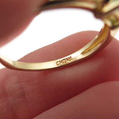 DEE BERKLE 925 Sterling Silver Gold Plated Real Emerald Ring Size 9