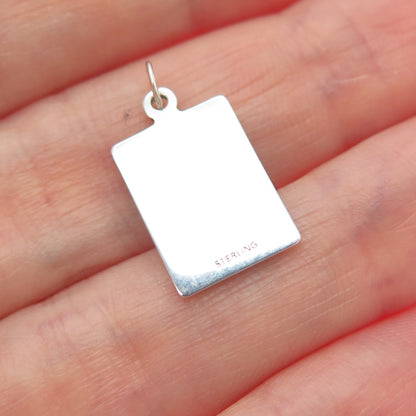 925 Sterling Silver Red Enamel Memorize My Phone Minimalist Charm Pendant