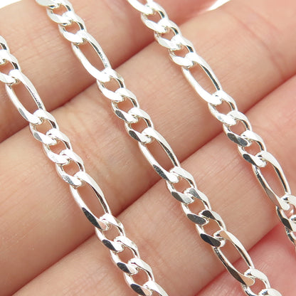 925 Sterling Silver Italy Figaro Chain Necklace 20"