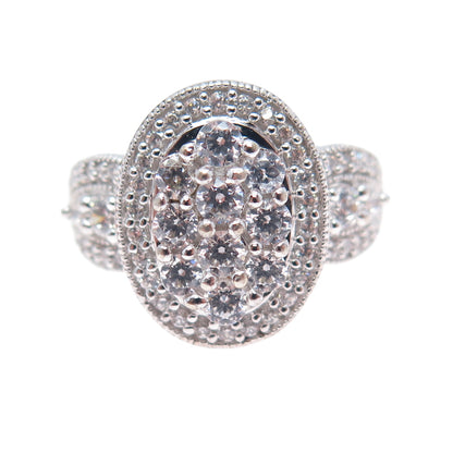 IMENA 925 Sterling Silver Round-Cut C Z Ring Size 7