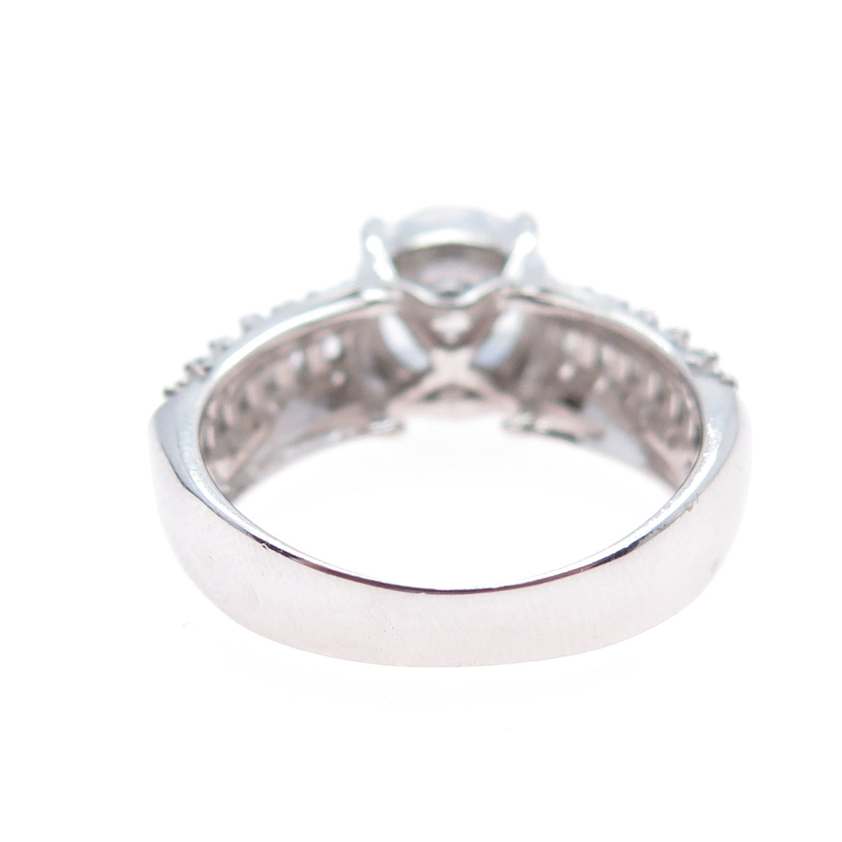 925 Sterling Silver Round & Emerald-Cut C Z Engagement Ring Size 9.25