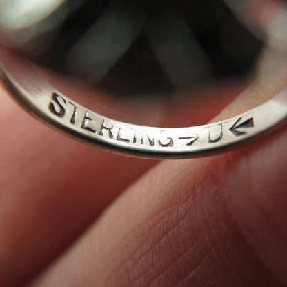 UNCAS Sterling Silver Antique Art Deco Real Black Onyx Marcasite Ring Size 3.25