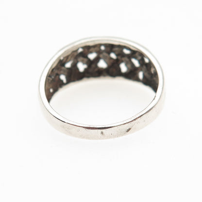 925 Sterling Silver Vintage Woven Oxidized Ring Size 6.25