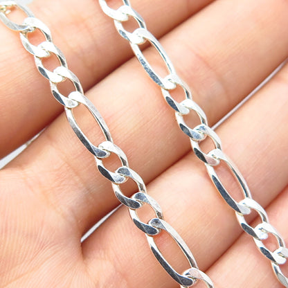 925 Sterling Silver Italy Figaro Chain Necklace 22"