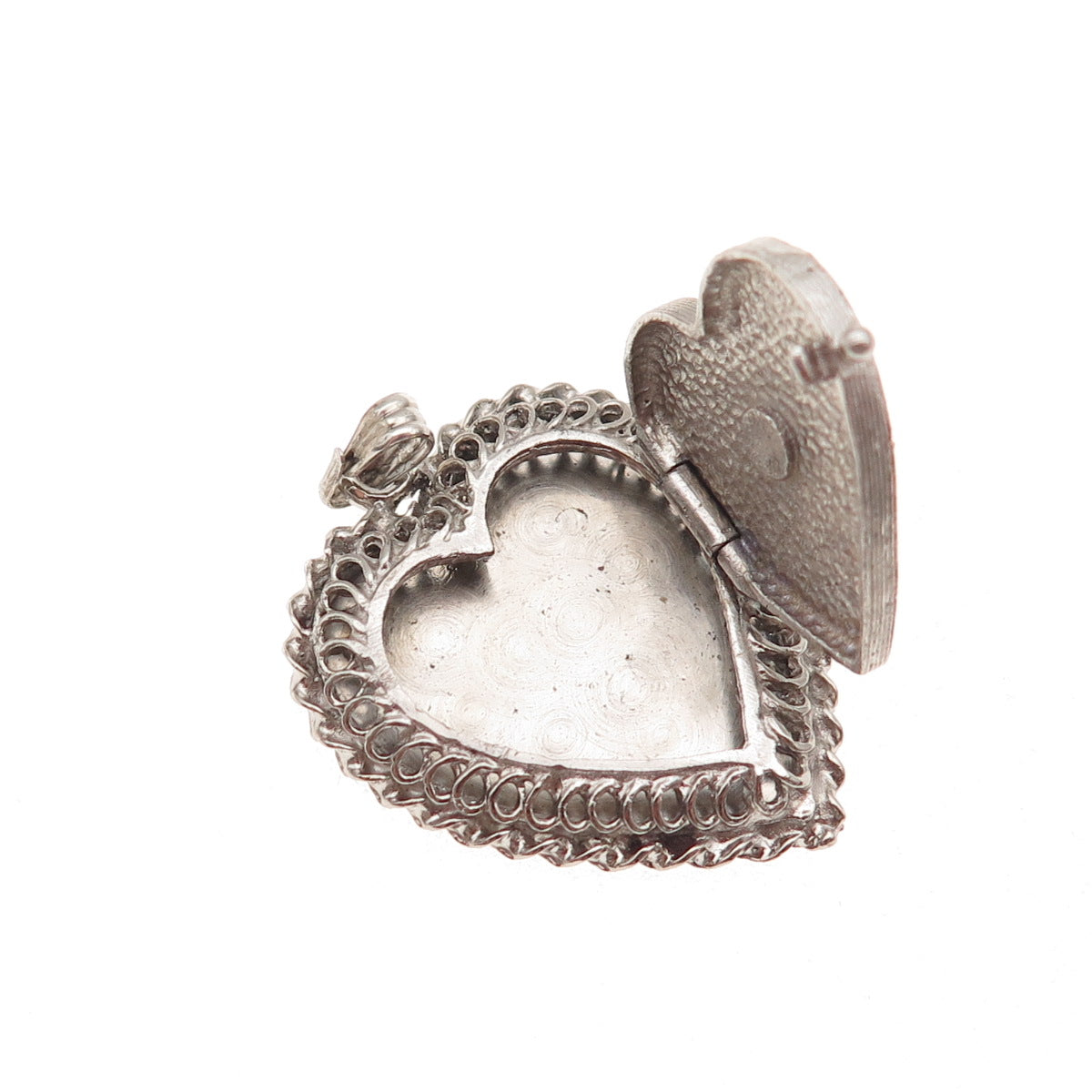 Elco 925 Sterling Silver Vintage Engraved Floral Heart Locket Charm Pendant