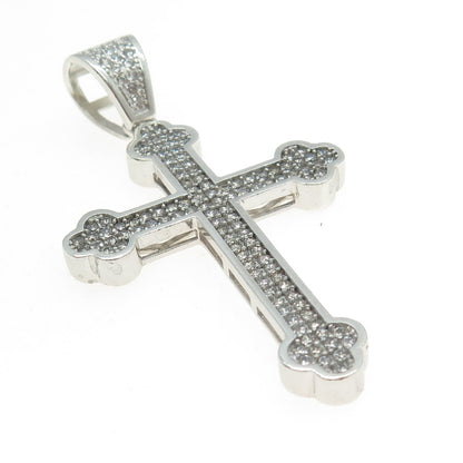 925 Sterling Silver Pave C Z Cross Pendant