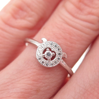 925 Sterling Silver Round-Cut C Z Adjustable Ring Size 5