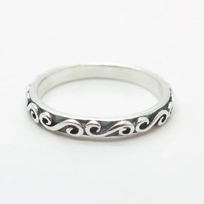 925 Sterling Silver Vintage Swirl Band Ring Size 5.25