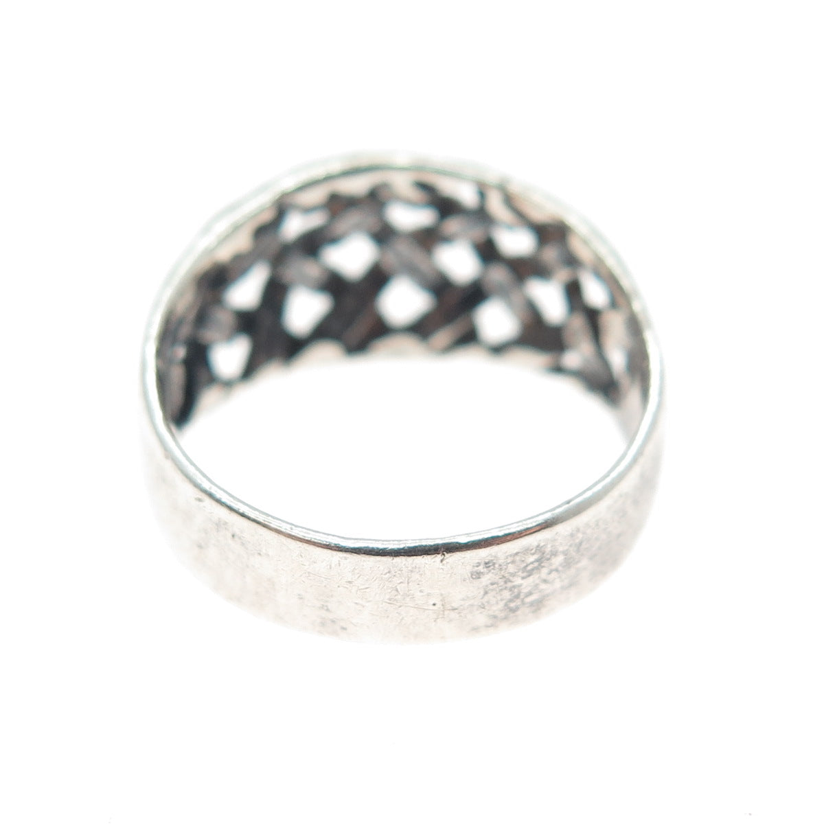 925 Sterling Silver Vintage Woven Oxidized Ring Size 6.75