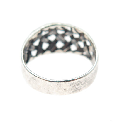 925 Sterling Silver Vintage Woven Oxidized Ring Size 6.75