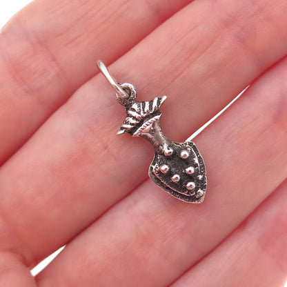 800 Silver Antique Art Deco Fleur de Lis Arrow Oxidized Charm Pendant
