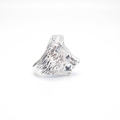925 Sterling Silver Vintage Lion Ring Size 8.25