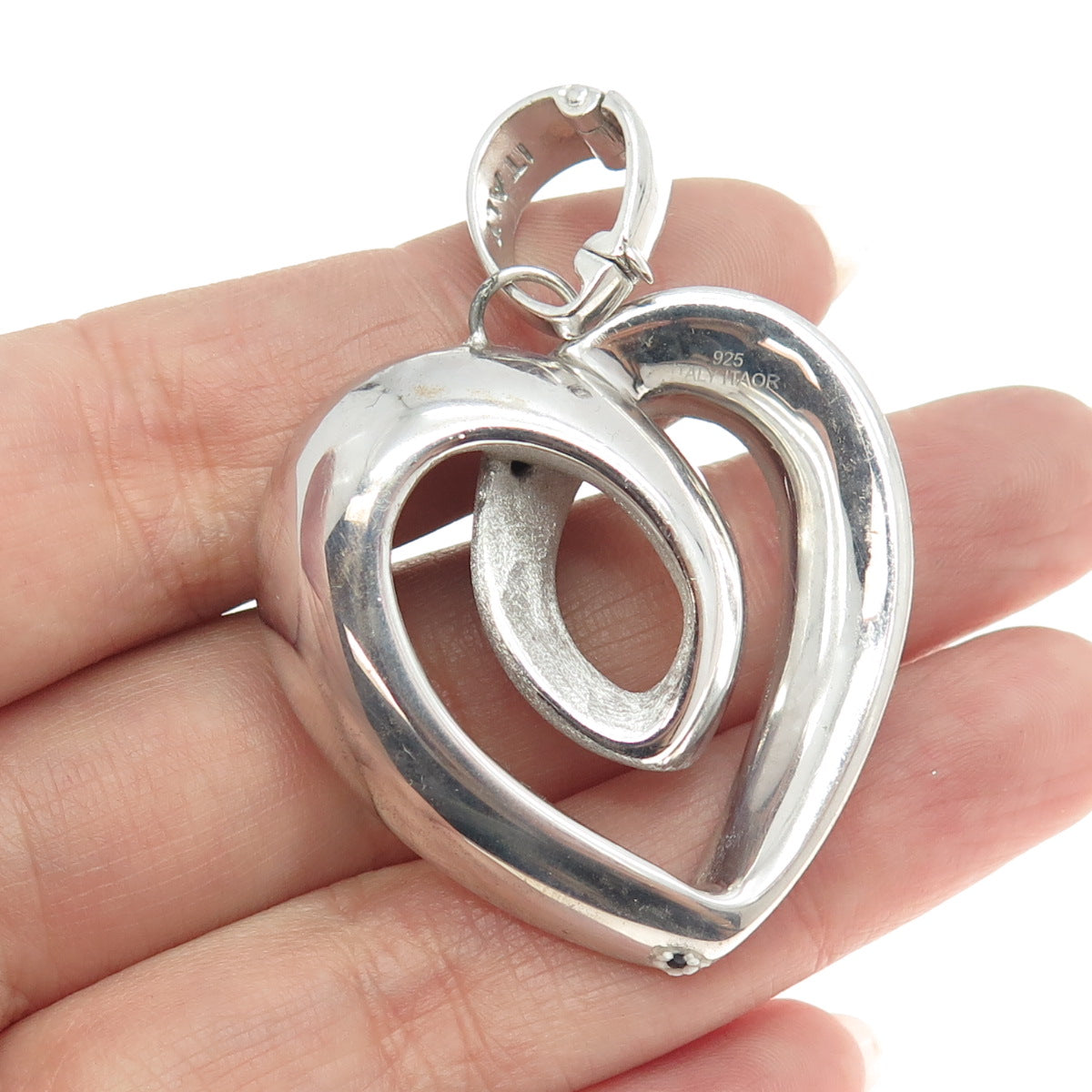 ITAOR 925 Sterling Silver Italy Open Heart Pendant