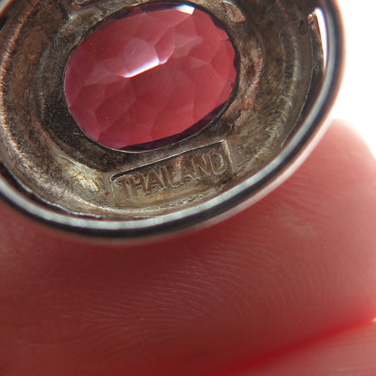 925 Sterling Silver Vintage Real Oval-Cut Amethyst Minimalist Slide Pendant