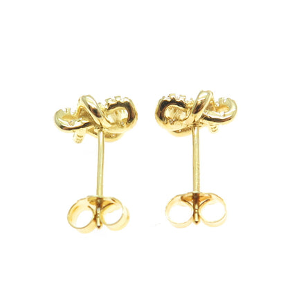 925 Sterling Silver Gold Plated Round-Cut C Z Star Stud Earrings