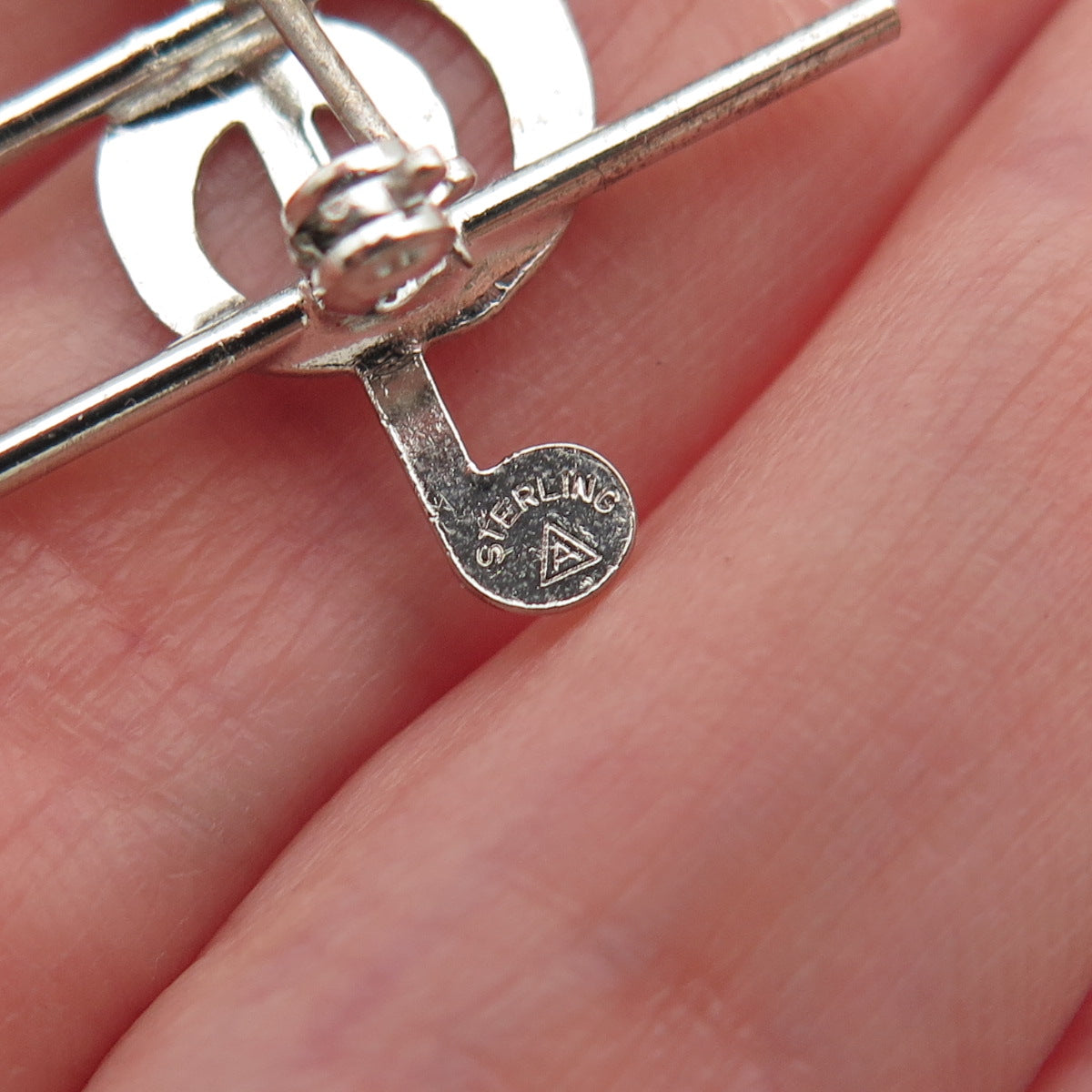 Bernard Abel Co. 925 Sterling Silver Antique Art Deco Treble Clef Pin Brooch