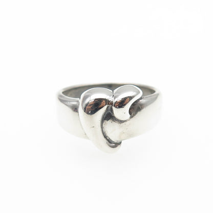 STAUER 925 Sterling Silver Vintage Modernist Heart Oxidized Ring Size 8