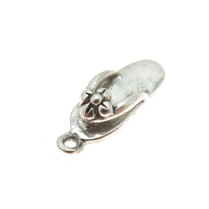 925 Sterling Silver Vintage Flip-Flops 3D Charm Pendant