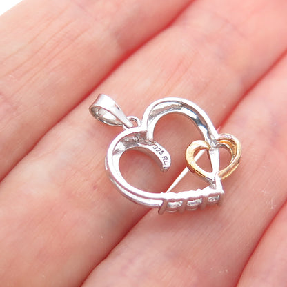 RL Richline Sterling Silver 2-Tone Real Diamond Heart Minimalist Charm Pendant