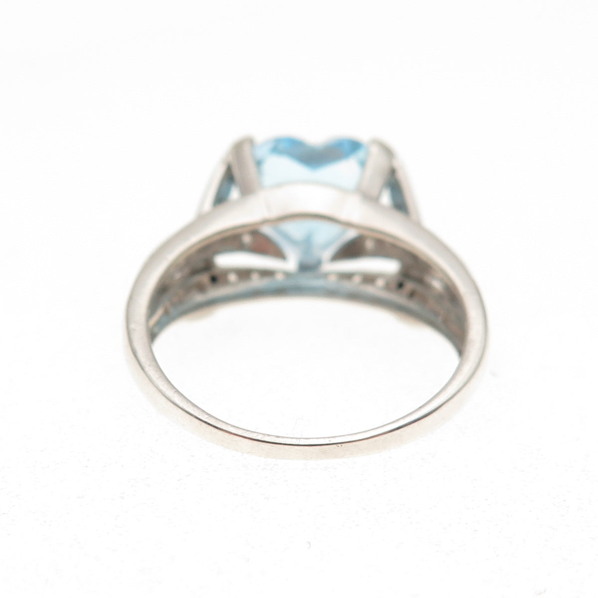 925 Sterling Silver Real Round-Cut Green Diamond Blue & White Topaz Ring Size 9
