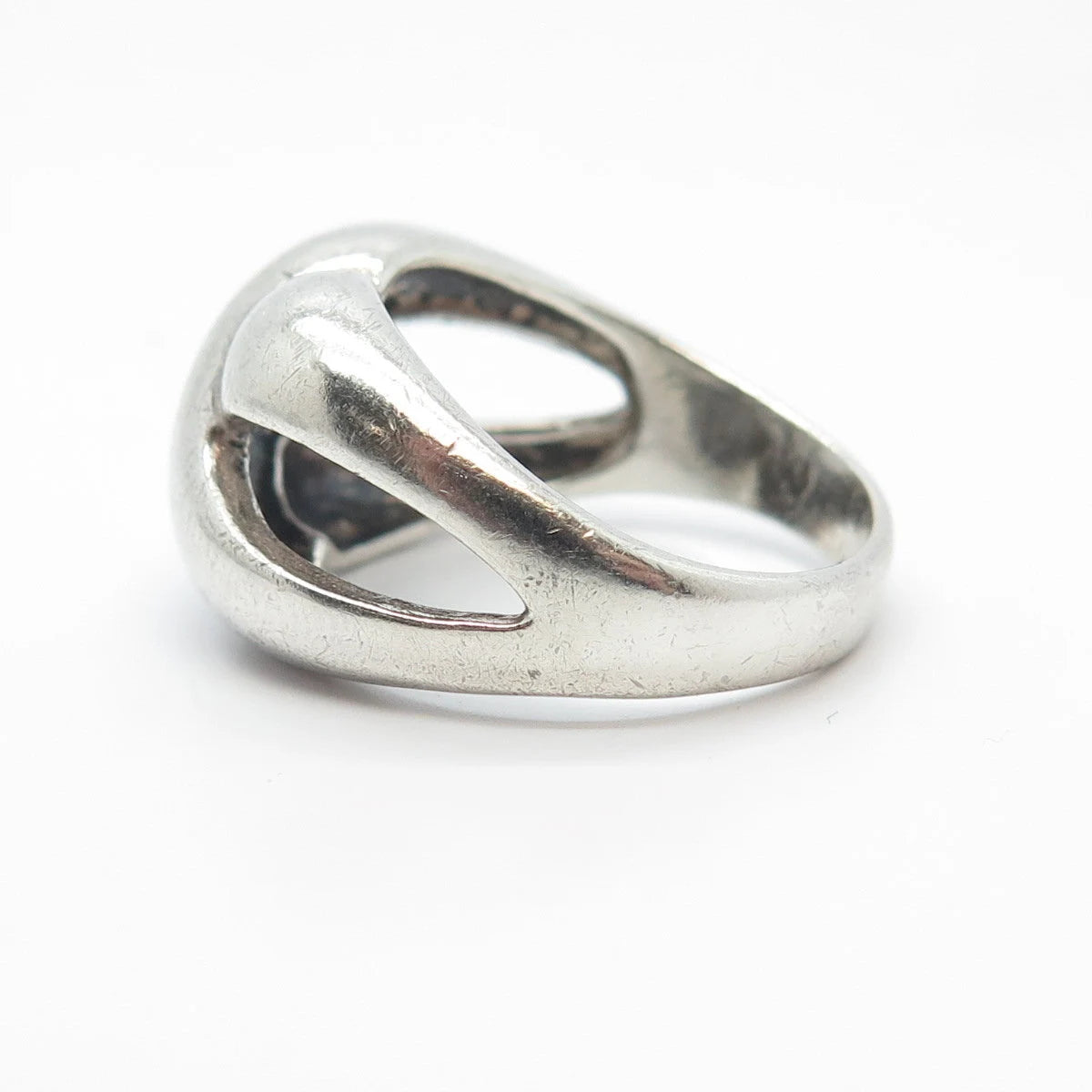 925 Sterling Silver Vintage Crossover Ring Size 8.25
