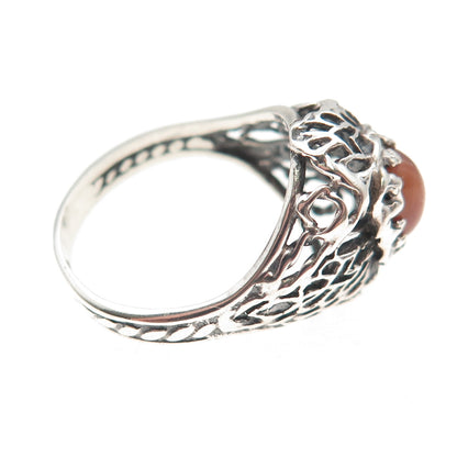 Sara Blaine 925 Sterling Silver Vintage Real Tiger Eye Oxidized Ring Size 7