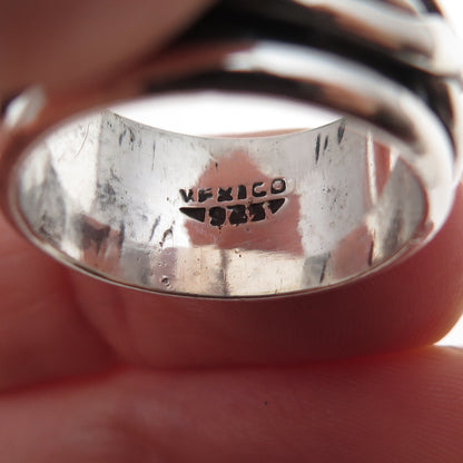 925 Sterling Silver Vintage Mexico Braided Oxidized Rotating Band Ring Size 7.75