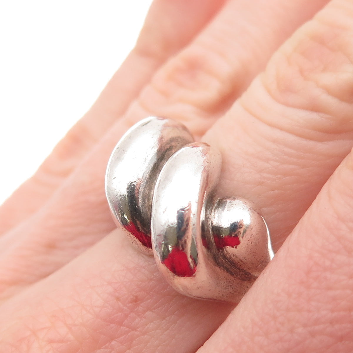 925 Sterling Silver Vintage Modernist Oxidized Ring Size 6.5