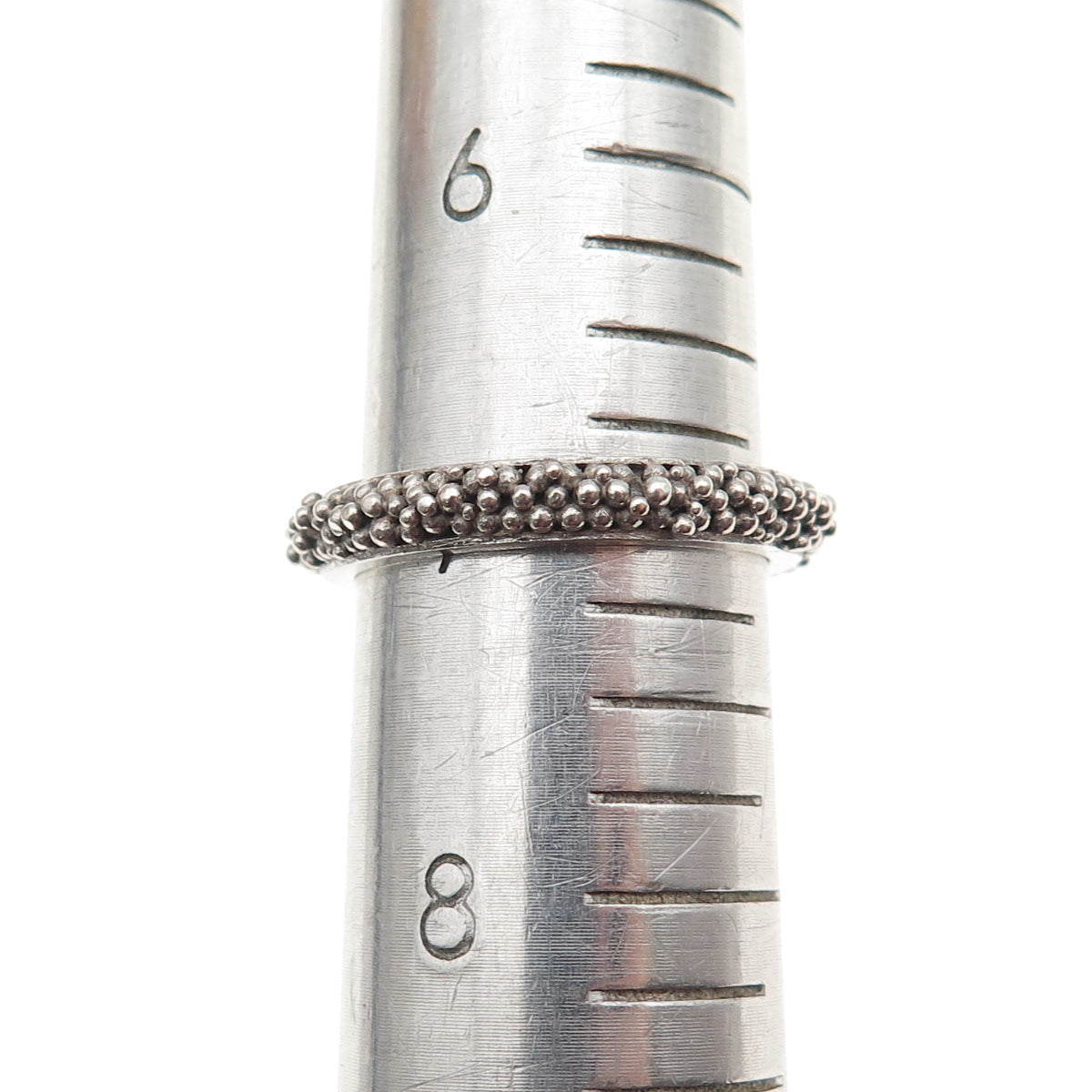 925 Sterling Silver Vintage Granulated Oxidized Band Ring Size 7
