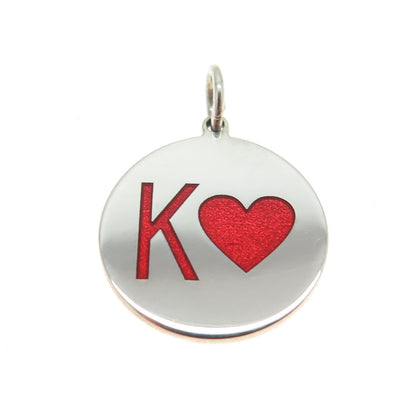 925 Sterling Silver Enamel King of Hearts Playing Card Charm Pendant