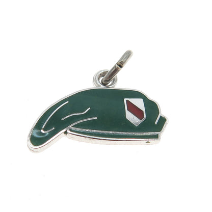 WELLS 925 Sterling Silver Vintage Enamel Thin Red Line Battalion Charm Pendant