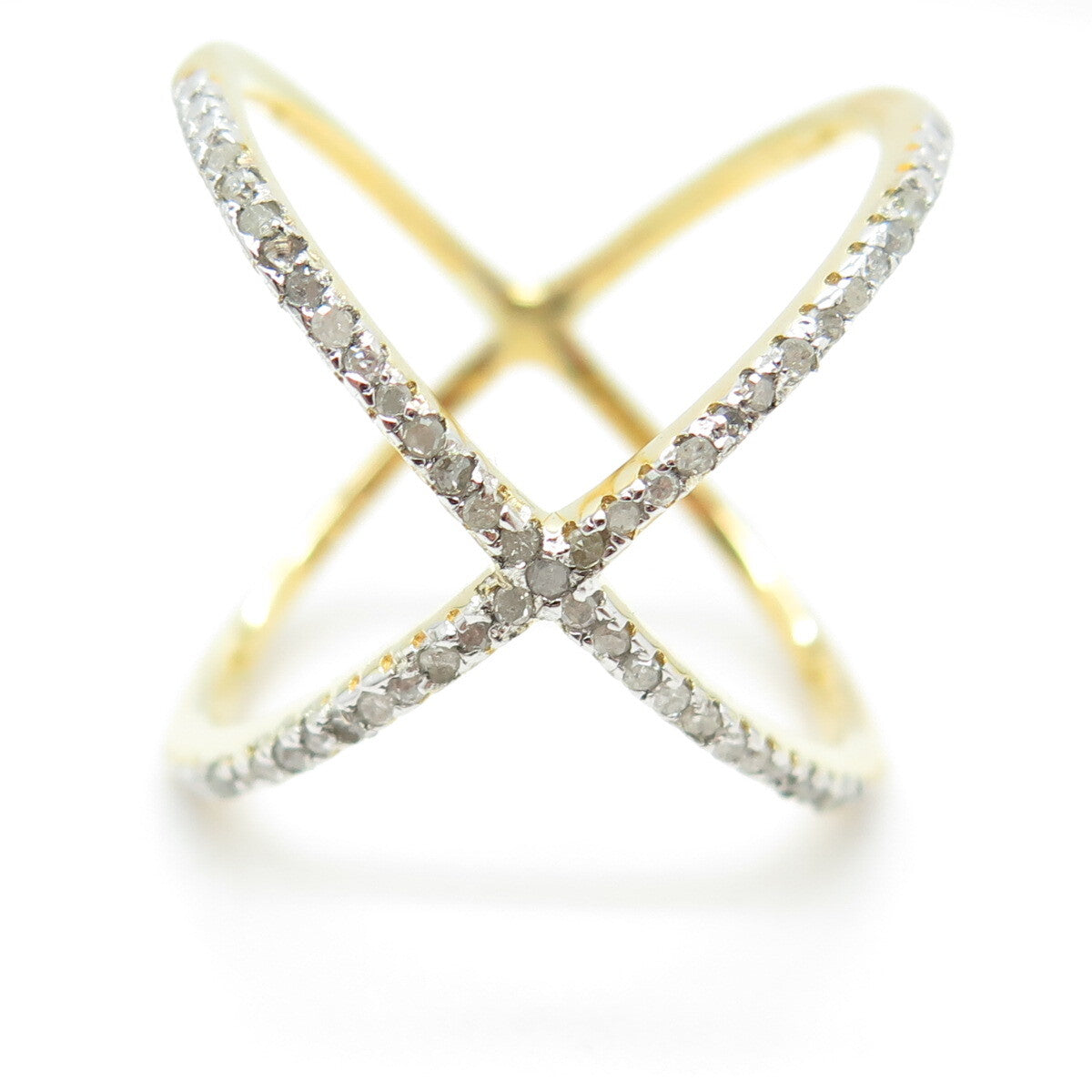 DBJ DEE BERKLEY Sterling Silver Gold Plated Diamond Crisscross Ring Size 6.75