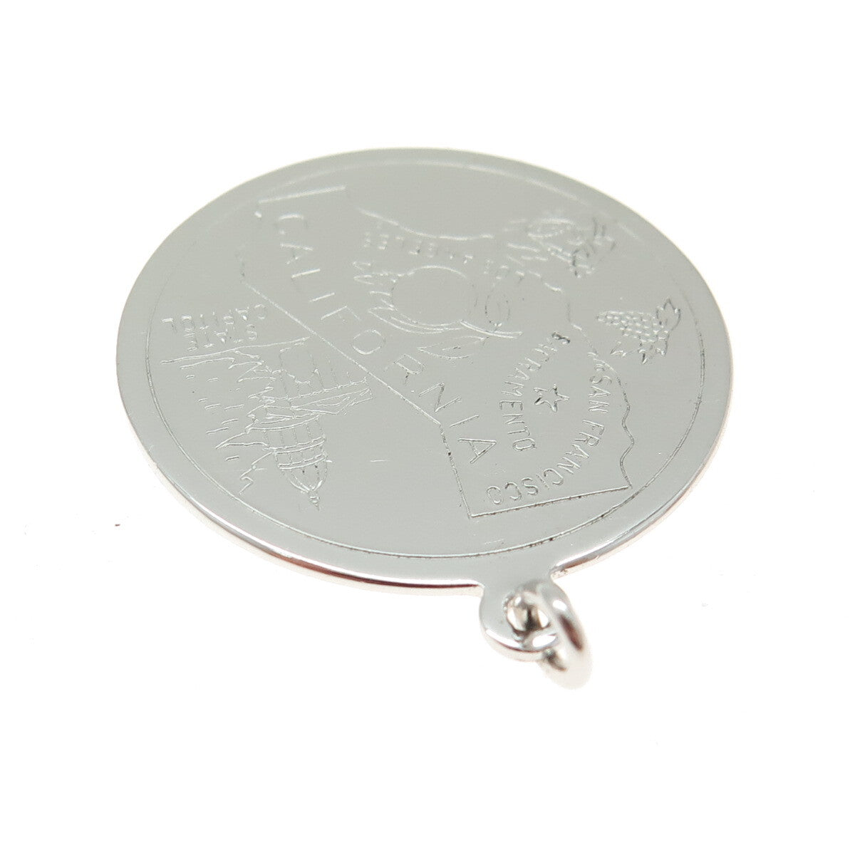 AUTOMADE 925 Sterling Silver Vintage California State Round Charm Pendant