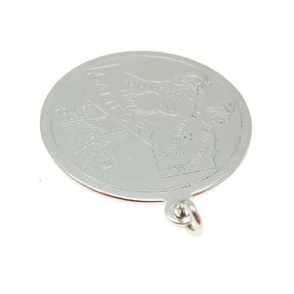 AUTOMADE 925 Sterling Silver Vintage California State Round Charm Pendant