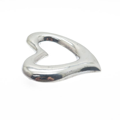 925 Sterling Silver Vintage Mexico Modernist Open Heart Pin Brooch