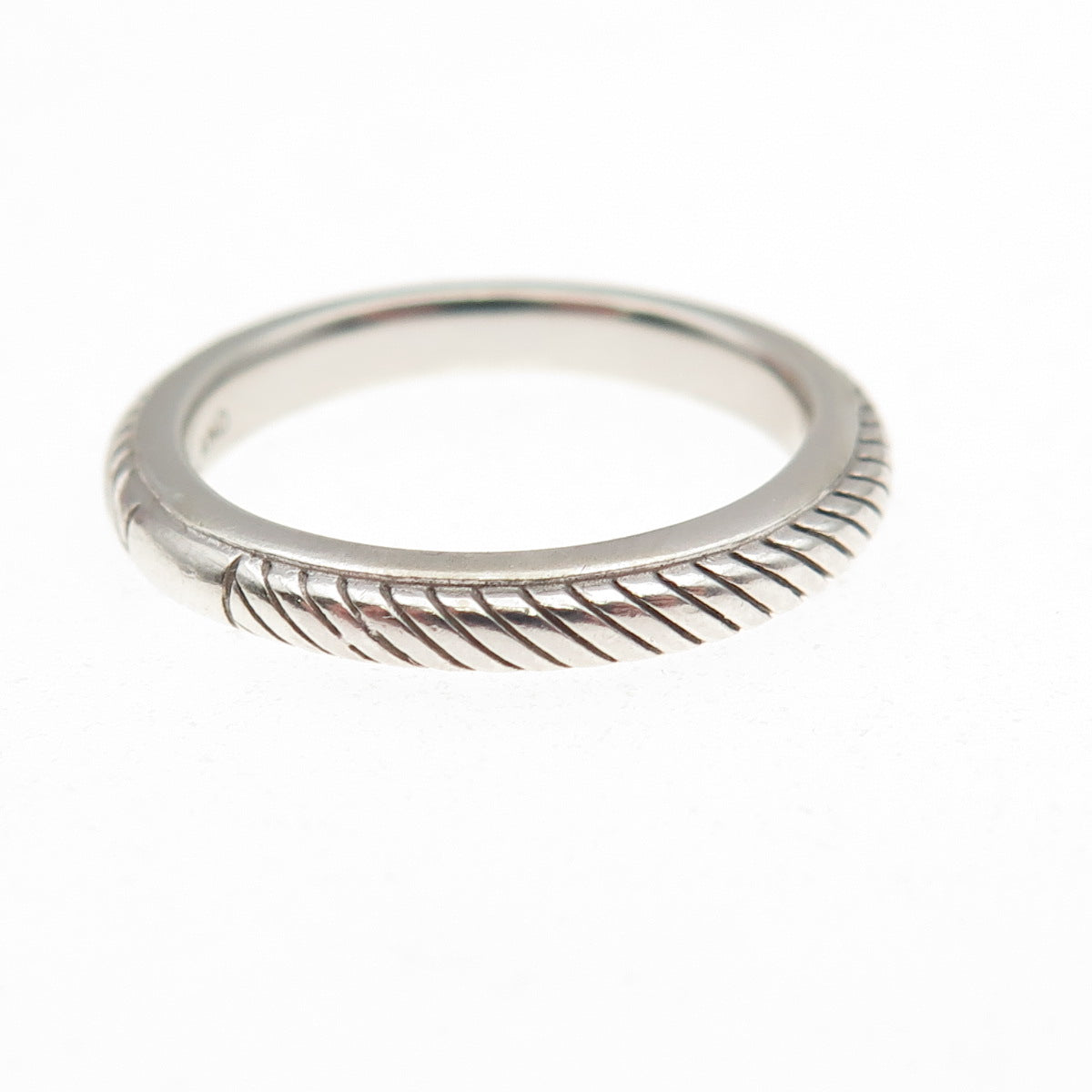 Judith Ripka 925 Sterling Silver Vintage Ribbed Stackable Band Ring Size 7