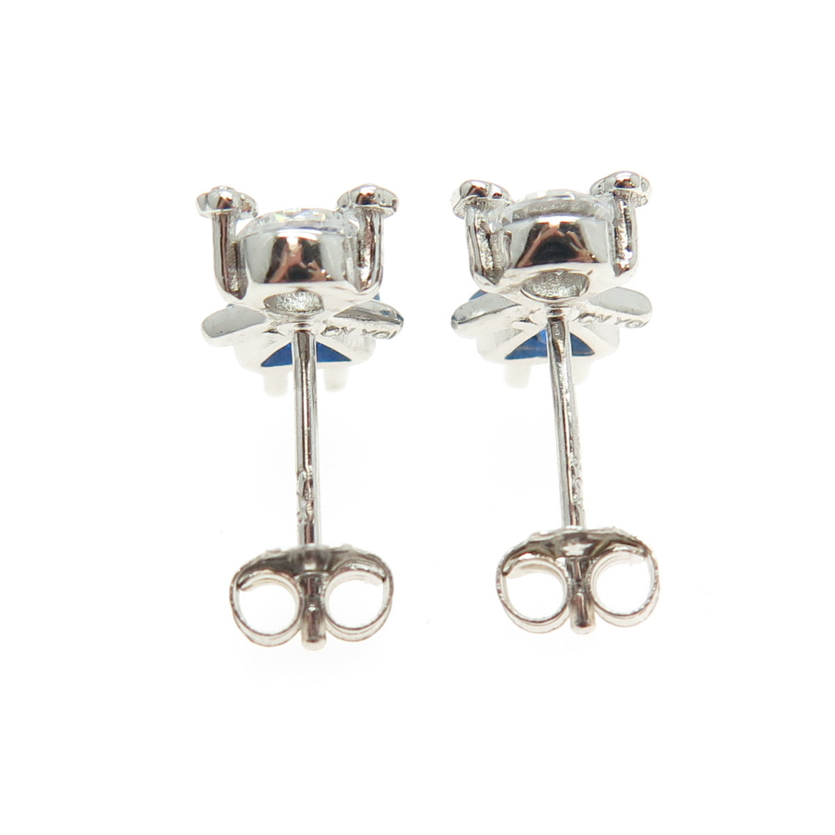 925 Sterling Silver Lab-Created Sapphire C Z September Birthstone Girl Earrings