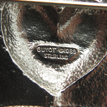 GUYOT 925 Sterling Silver Vintage 1989 Open Book Puffy Heart Repousse Pin Brooch