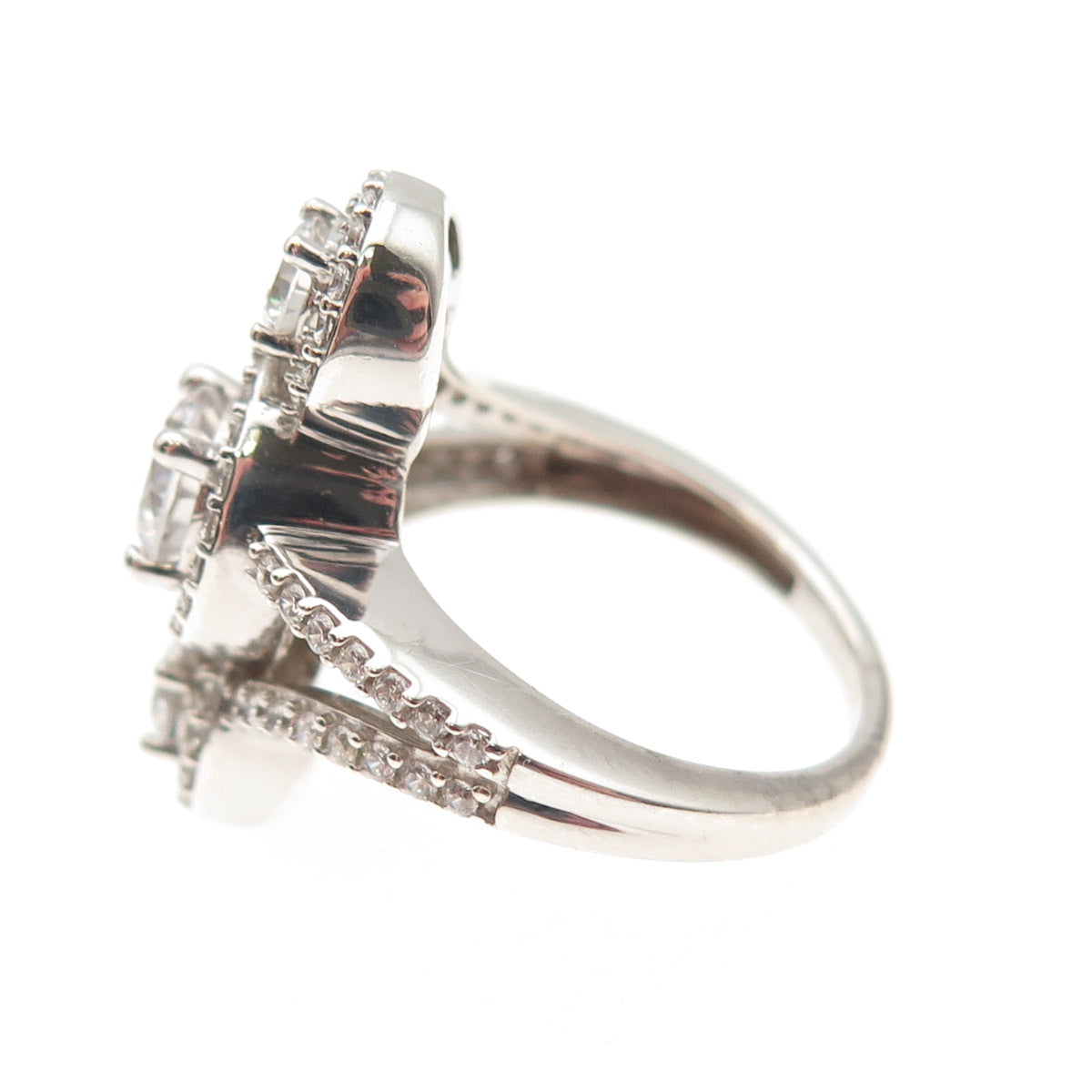 925 Sterling Silver Round-Cut C Z Sparkle Ring Size 6
