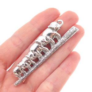 925 Sterling Silver Vintage Herd of Elephant Oxidized Pin Brooch