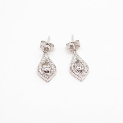 925 Sterling Silver C Z Eye Dangling Earrings
