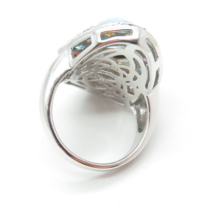KN Kajal Naina Sterling Larimar Topaz Citrine Amethyst & Peridot Ring Size 5.75